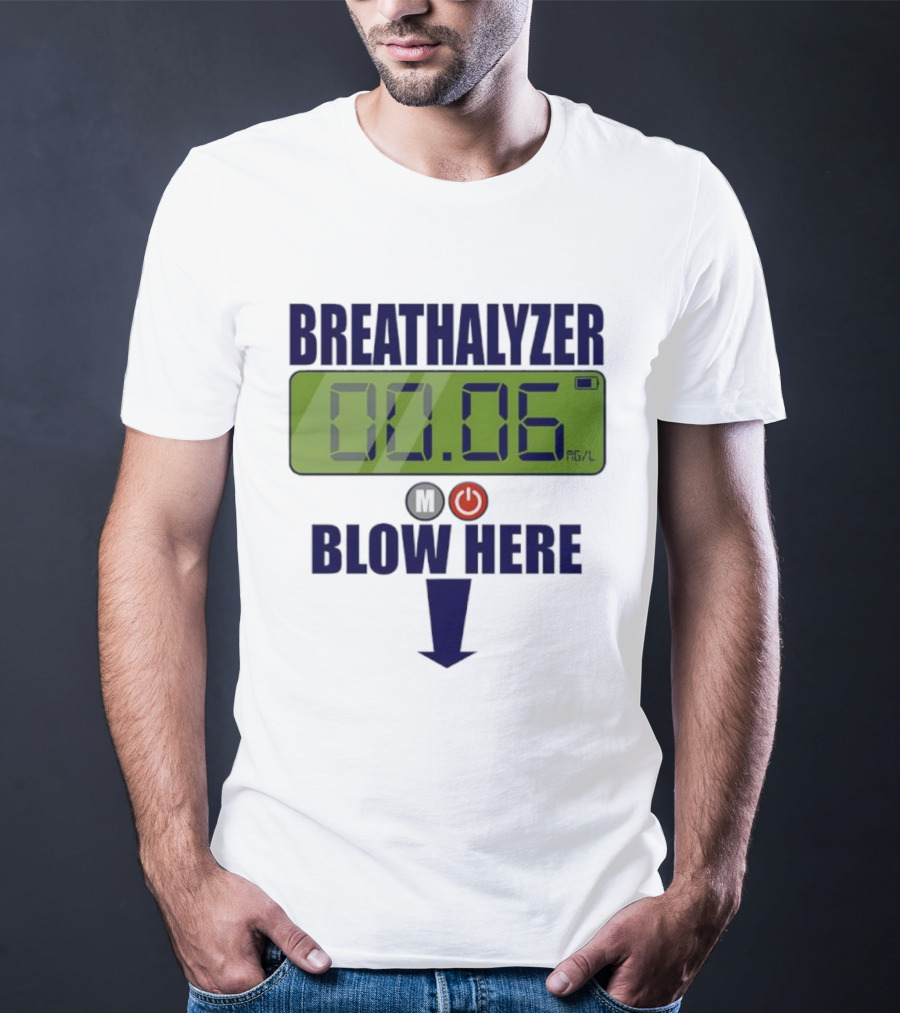 Breathalyzer 00.06 Mg/L Blow Here Power Button Graphic T-Shirt