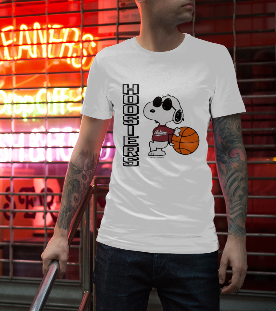 Indiana Hoosiers Peanuts Joe Cool Snoopy Basketball Fan Apparel T-Shirt