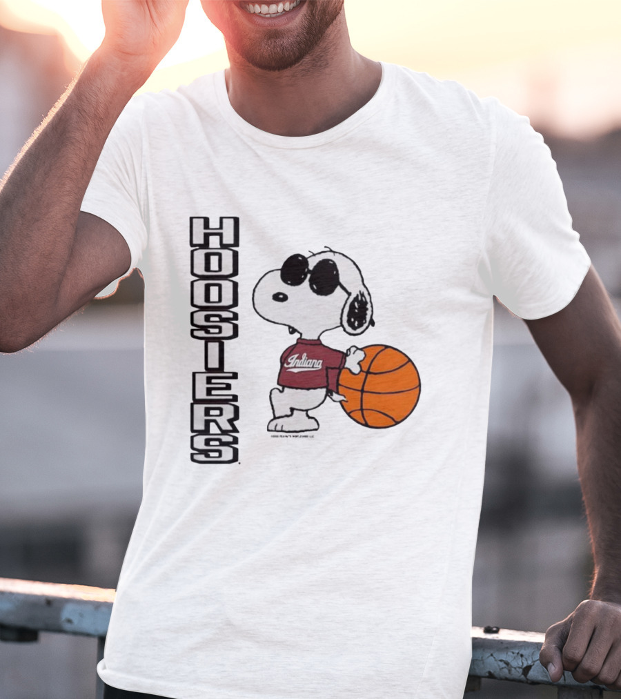 Indiana Hoosiers Peanuts Joe Cool Snoopy Basketball Fan Apparel T-Shirt