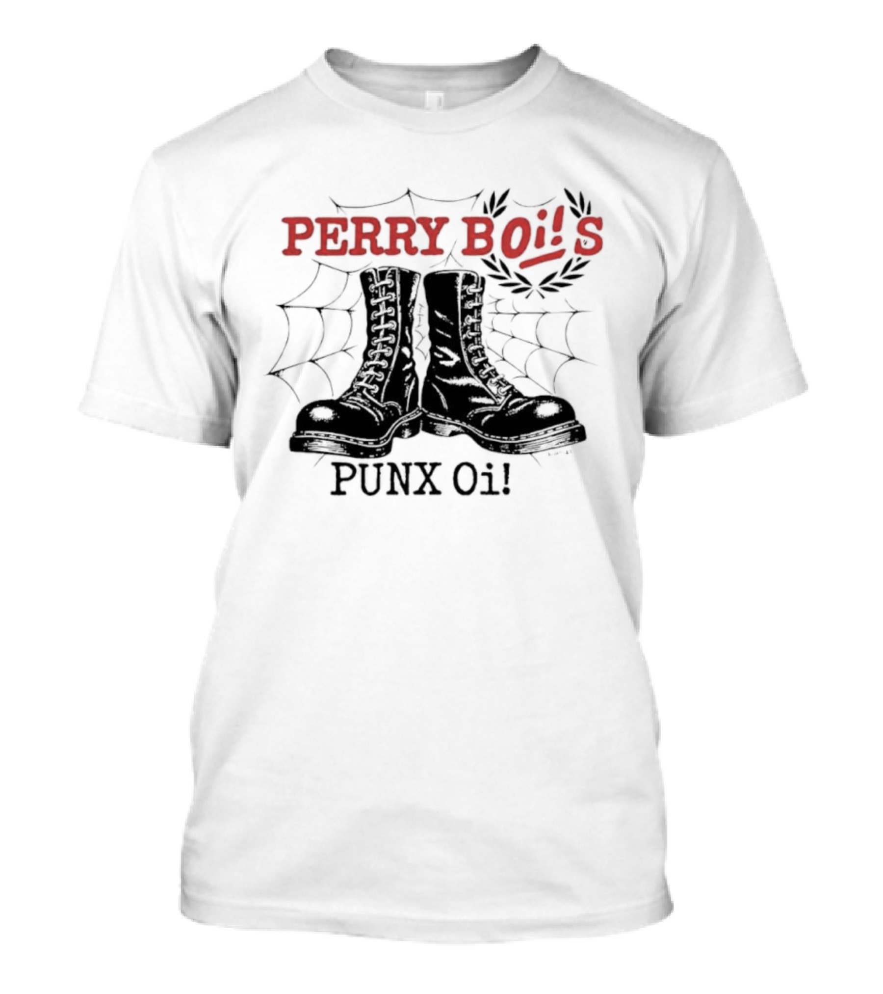 Perrybois Combat Boots Spiderweb Oi Band Graphic T-Shirt