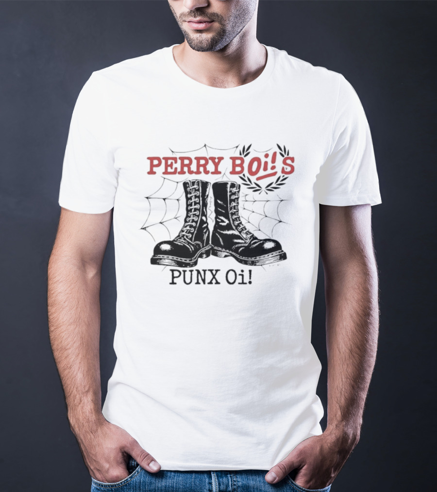 Perrybois Combat Boots Spiderweb Oi Band Graphic T-Shirt