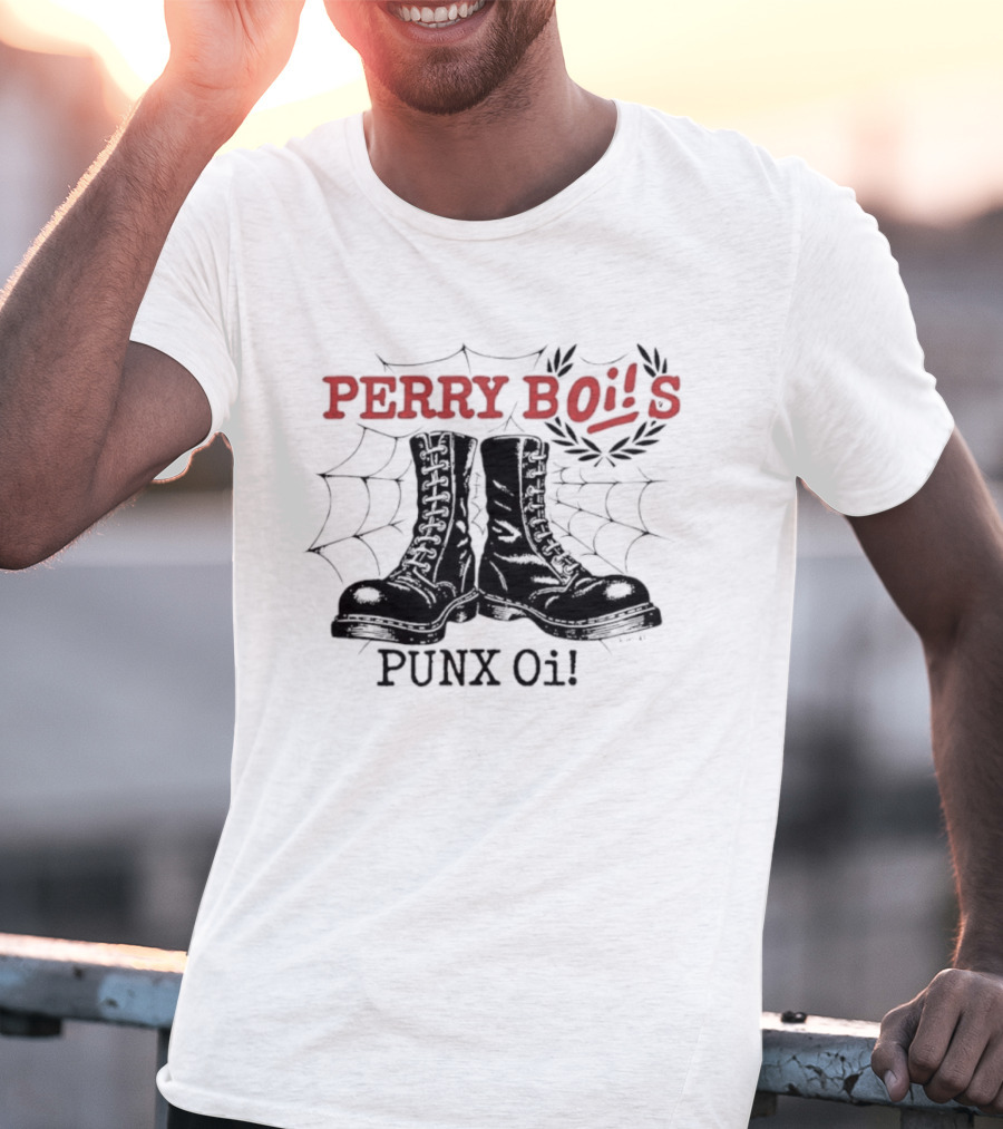 Perrybois Combat Boots Spiderweb Oi Band Graphic T-Shirt