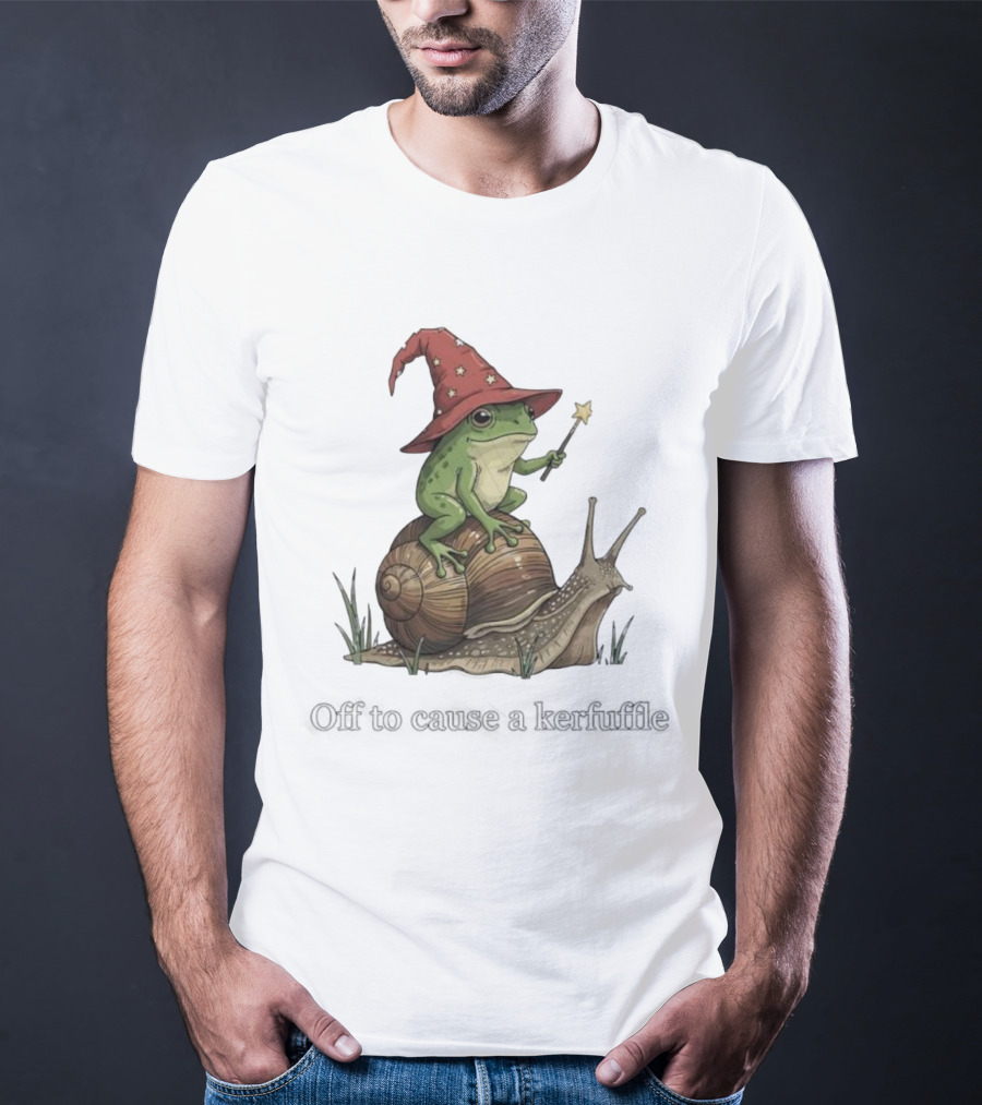 Whimsical Wizard Frog Snail Adventure Off To Cause A Kerfuffle T-Shirt