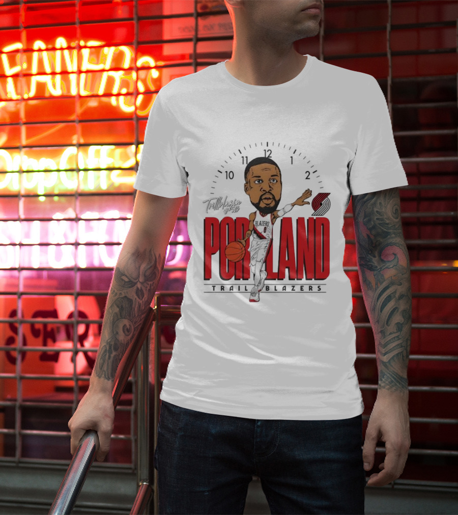 Portland Trail Blazers Cartoon Basketball Player Logo T-Shirt
