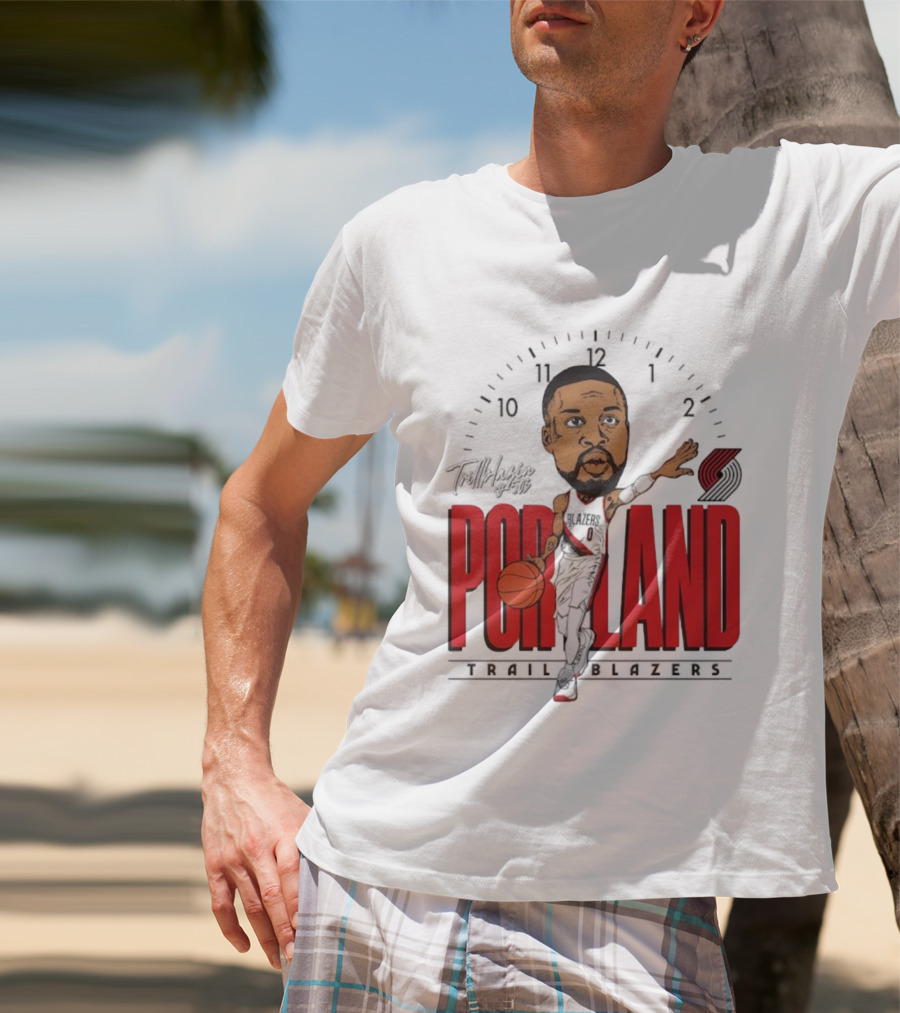 Portland Trail Blazers Cartoon Basketball Player Logo T-Shirt