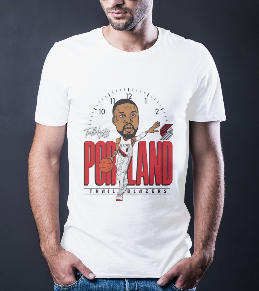 Portland Trail Blazers Cartoon Basketball Player Logo T-Shirt