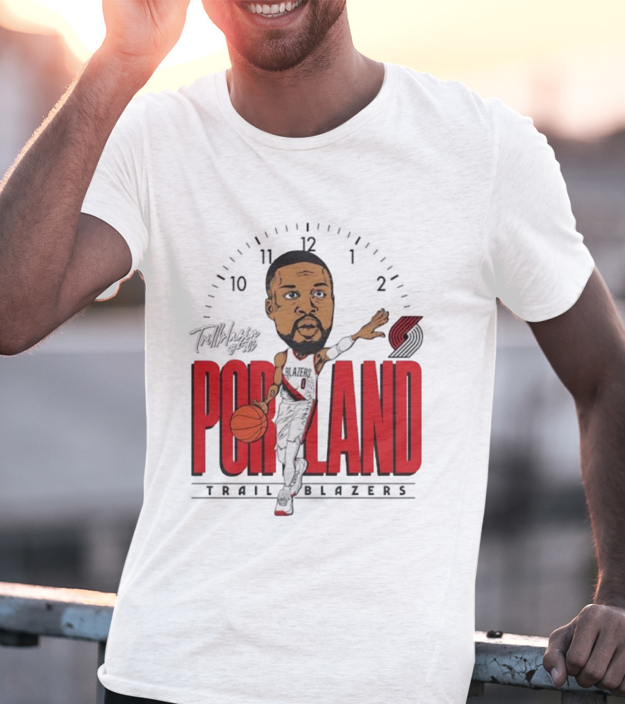 Portland Trail Blazers Cartoon Basketball Player Logo T-Shirt
