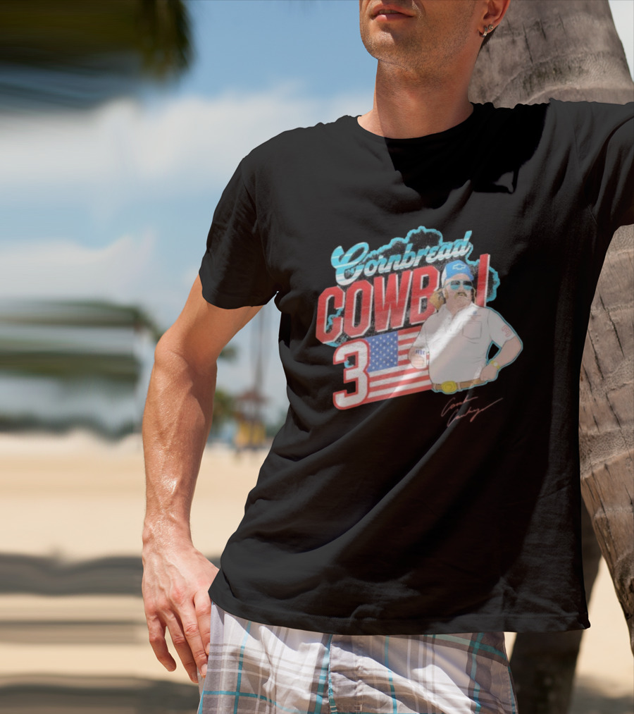 Cornbread Cowboi American Flag 3 Racing Fan T-Shirt