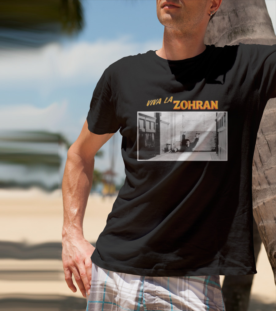 Viva La Zohran Zohran Mamdani Black And White Hallway Enthusiastic Expression T-Shirt