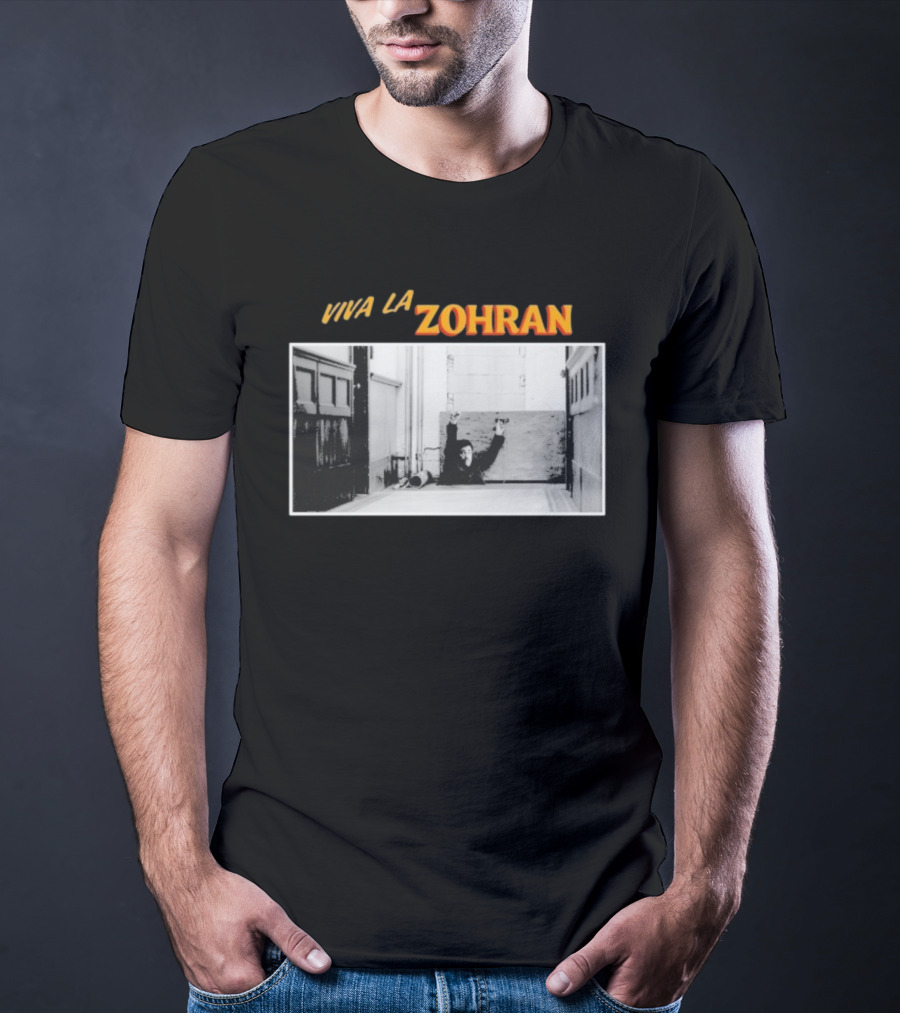 Viva La Zohran Zohran Mamdani Black And White Hallway Enthusiastic Expression T-Shirt