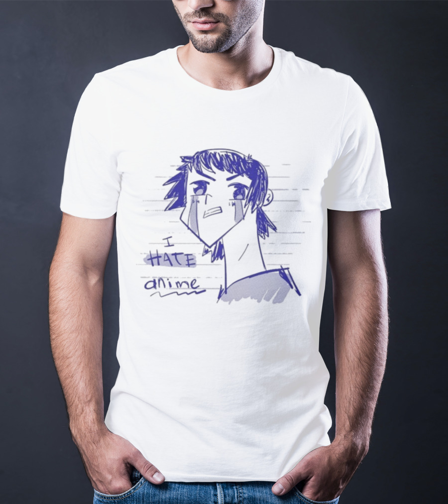 I Hate Anime Blue Sketch Jess Rojo T-Shirt