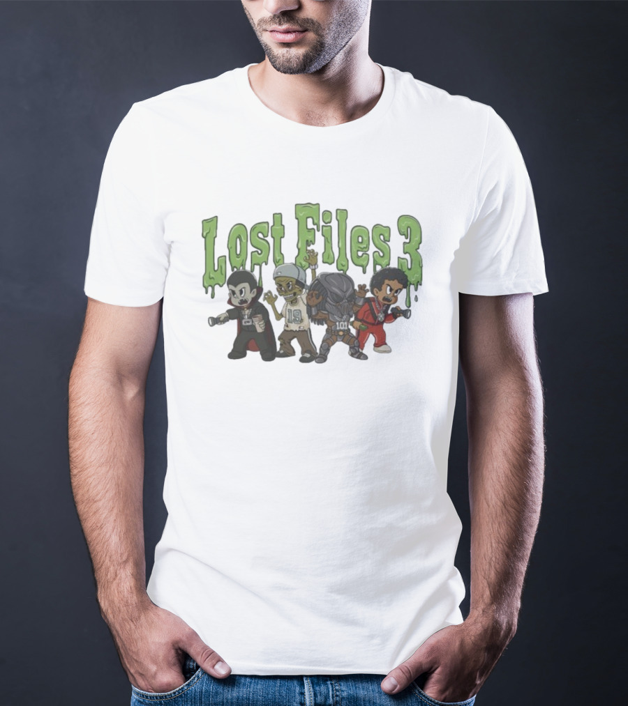 Lost Files 3 Characters With Vampire Zombie Alien Costumes T-Shirt