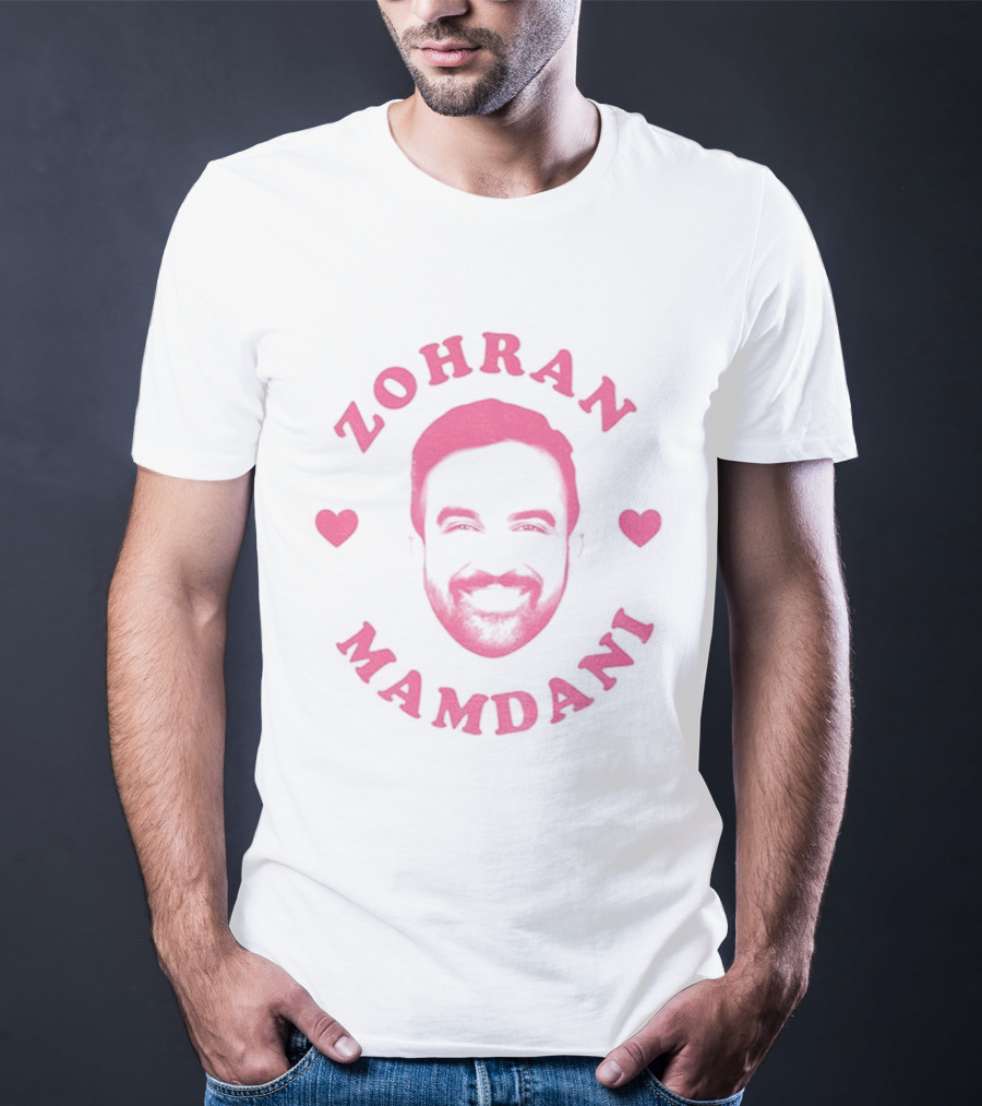 Zohran Mamdani Pink Heart NYC Mayor 2025 Political Campaign T-Shirt