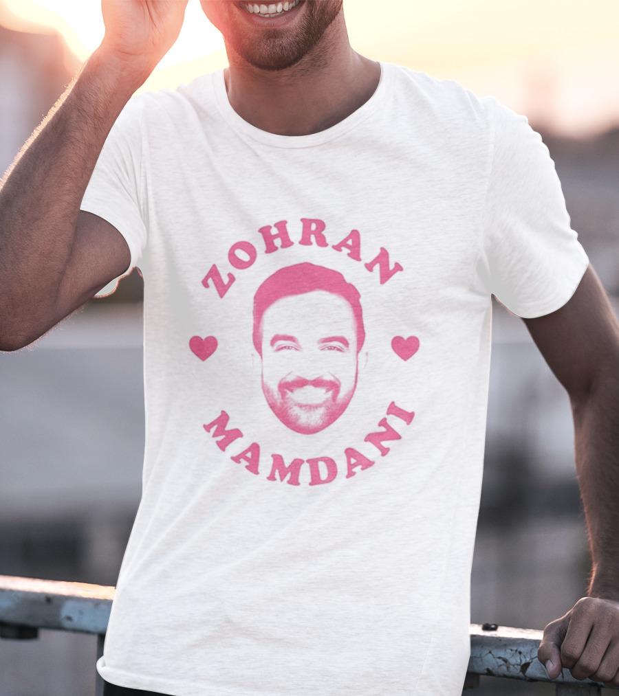 Zohran Mamdani Pink Heart NYC Mayor 2025 Political Campaign T-Shirt