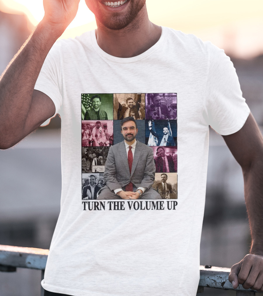 Zohran Mamdani Turn The Volume Up NYC 2026 The Eras Tour Vintage Portrait Collection T-Shirt