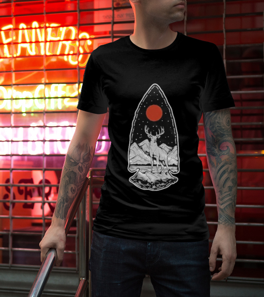 Black Rifle Coffee Deer Arrowhead Mountains And Night Sky T-Shirt