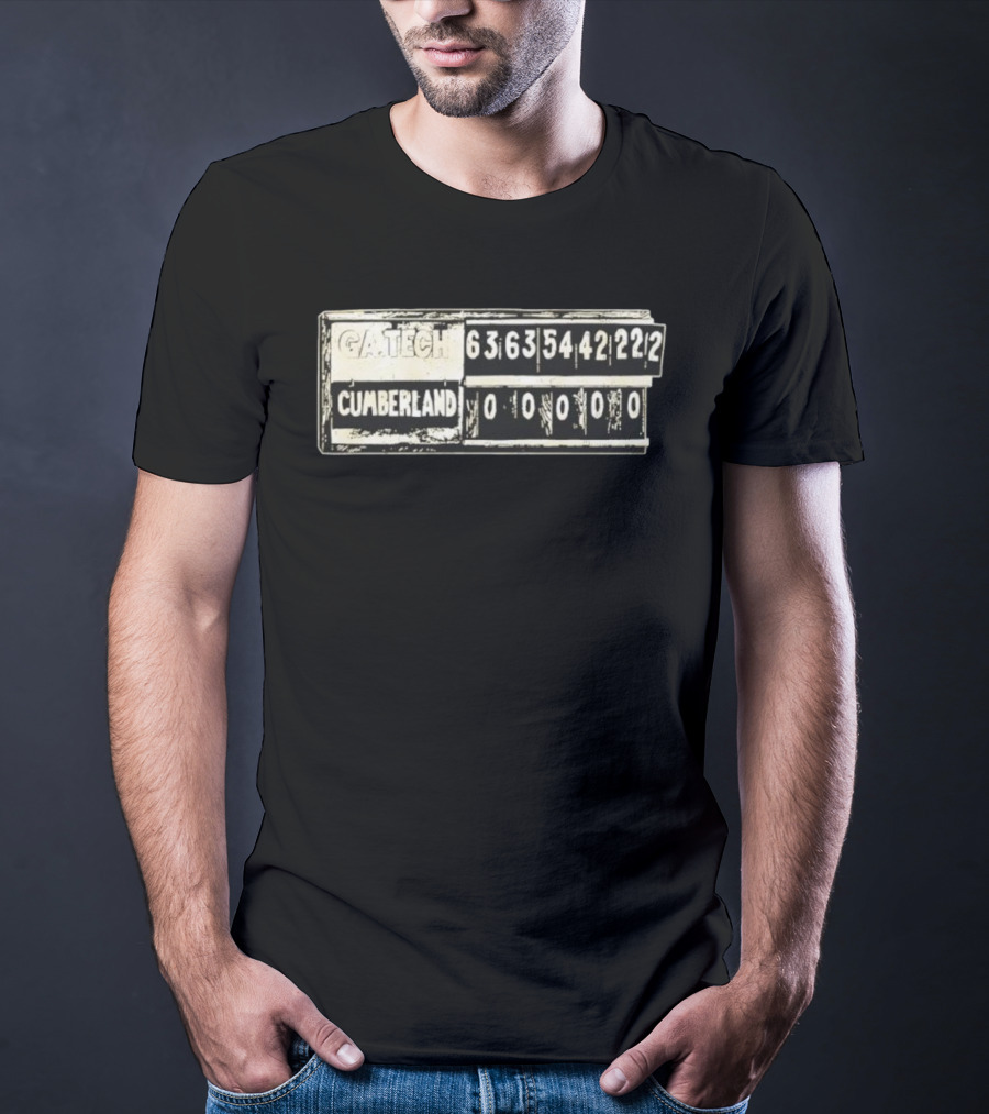 GA Tech 222 Cumberland 0 Historic Football Scoreboard T-Shirt