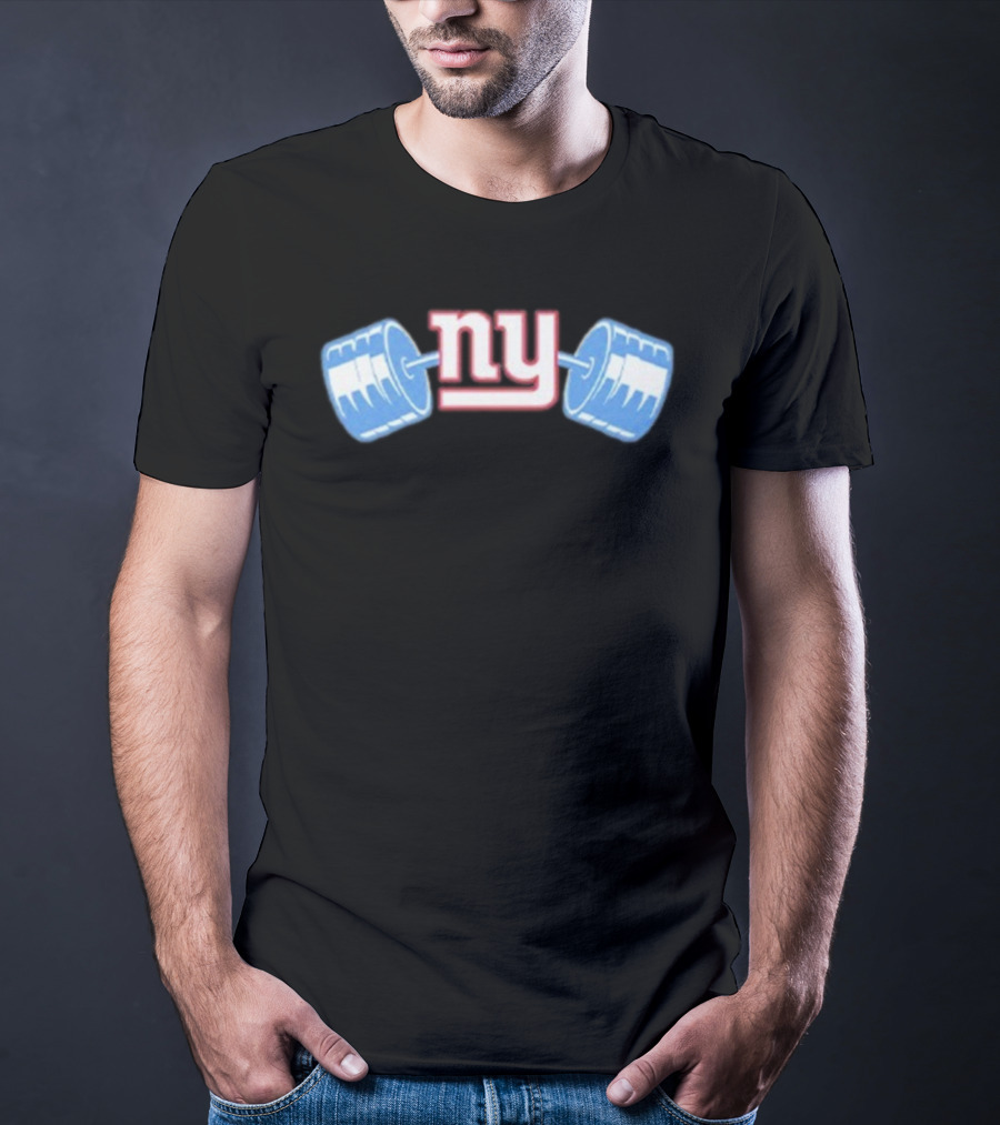 Daniel Jones New York Giants NY Barbell Icon T-Shirt