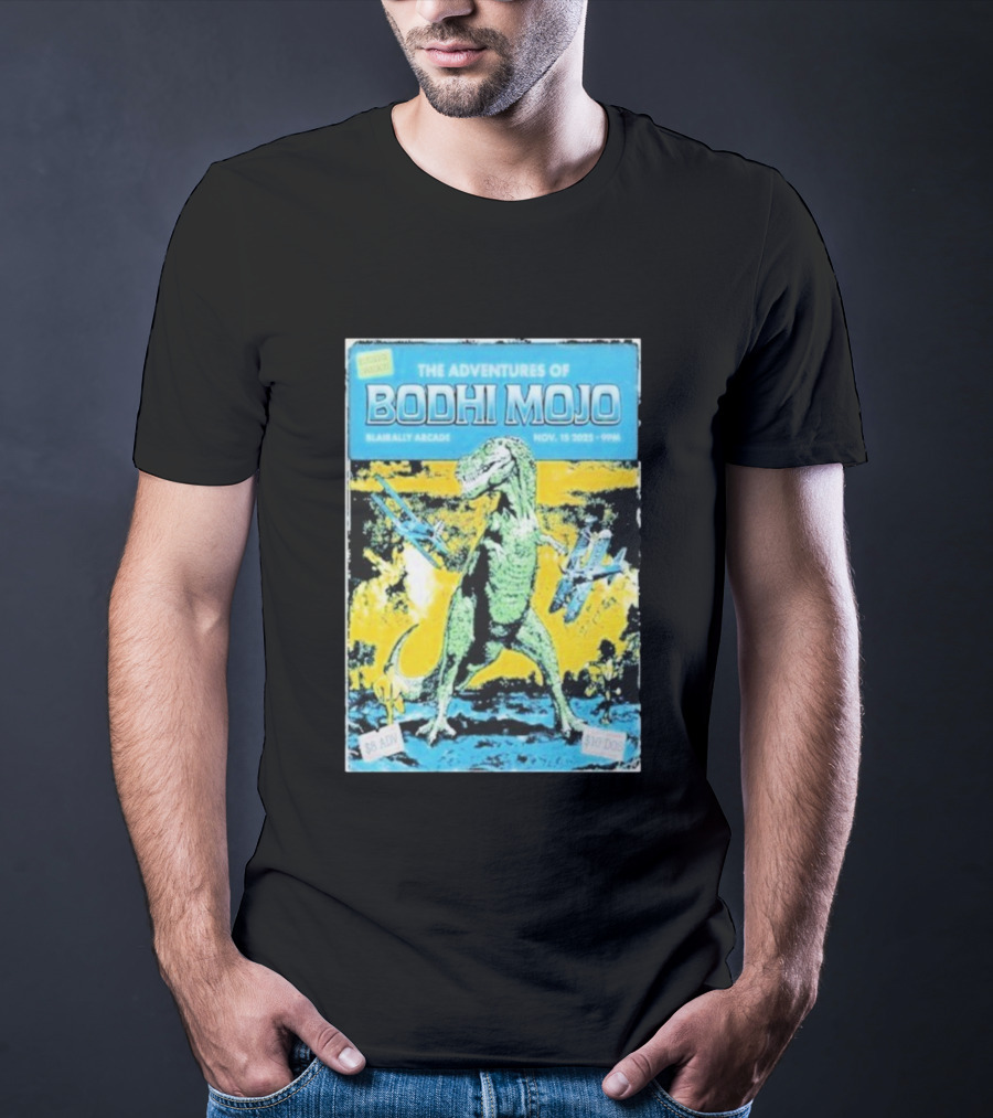 The Adventures Of Bodhi Mojo Nov 15 2025 Blairally Arcade Dinosaur Event T-Shirt