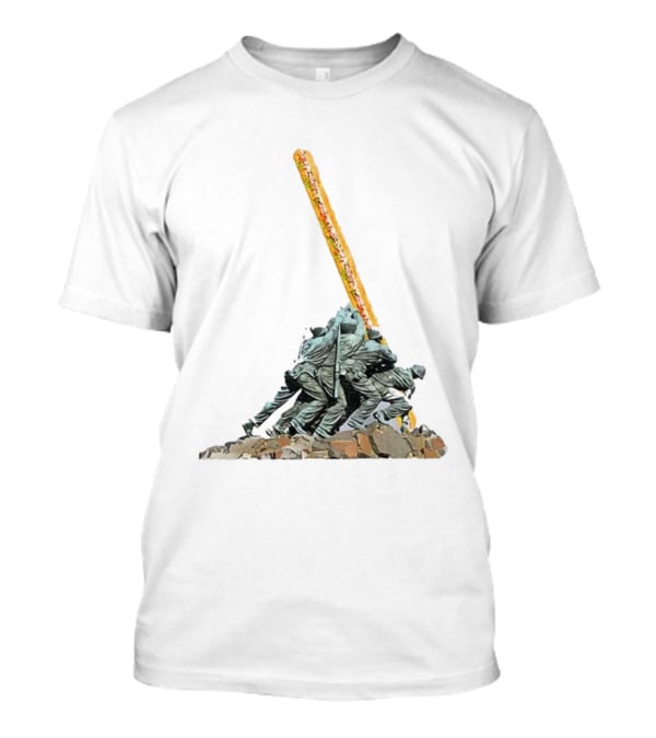 Hoagie Thrower Sandwich Guy Soldiers Raising Sandwich Spoof Satire Joke Anti-Fascist T-Shirt