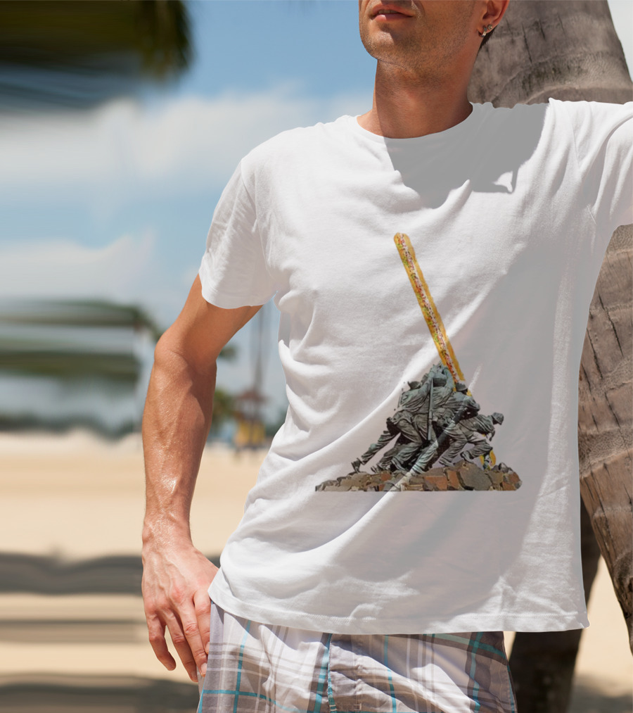 Hoagie Thrower Sandwich Guy Soldiers Raising Sandwich Spoof Satire Joke Anti-Fascist T-Shirt