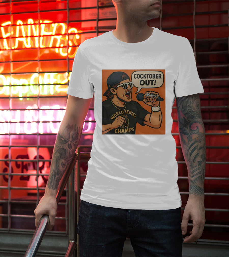 Kiké Hernandez Cocktober Out World Series Champs Dodgers Microphone T-Shirt