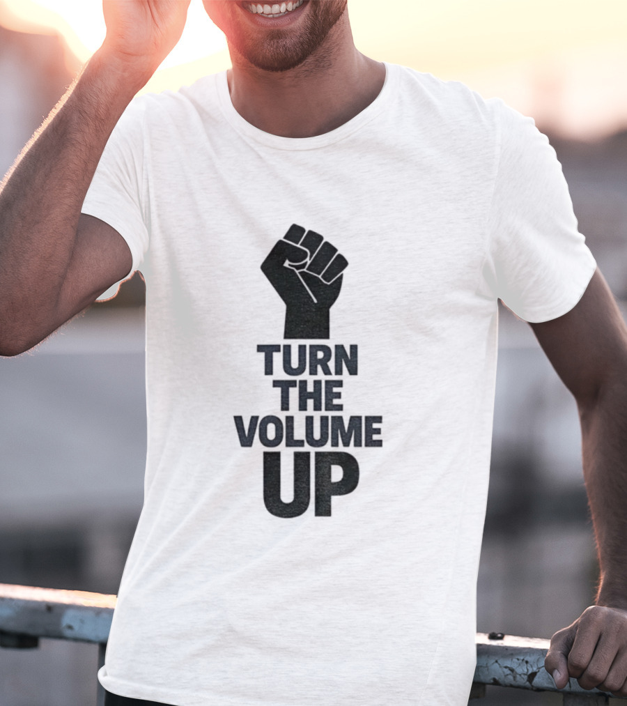 Turn The Volume Up Zohran Mamdani Four Words Baby Raised Fist Symbol T-Shirt