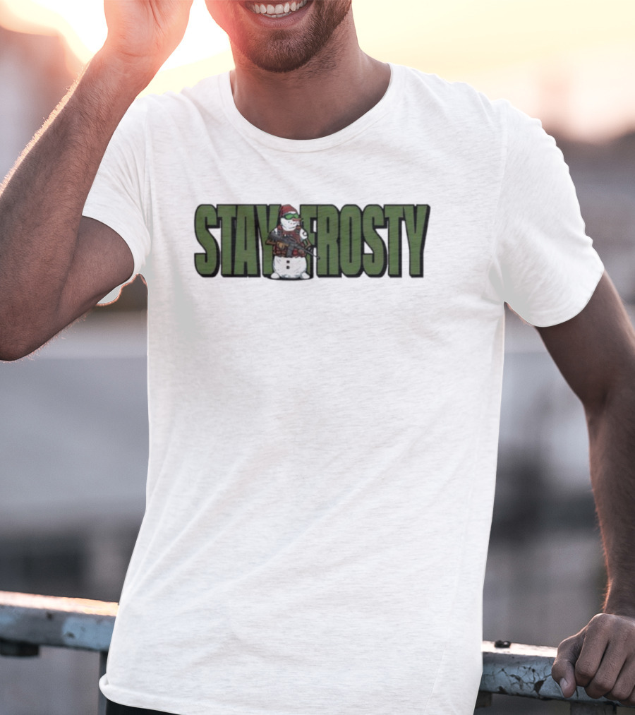 Stay Frosty Armed Snowman Tactical Humor T-Shirt