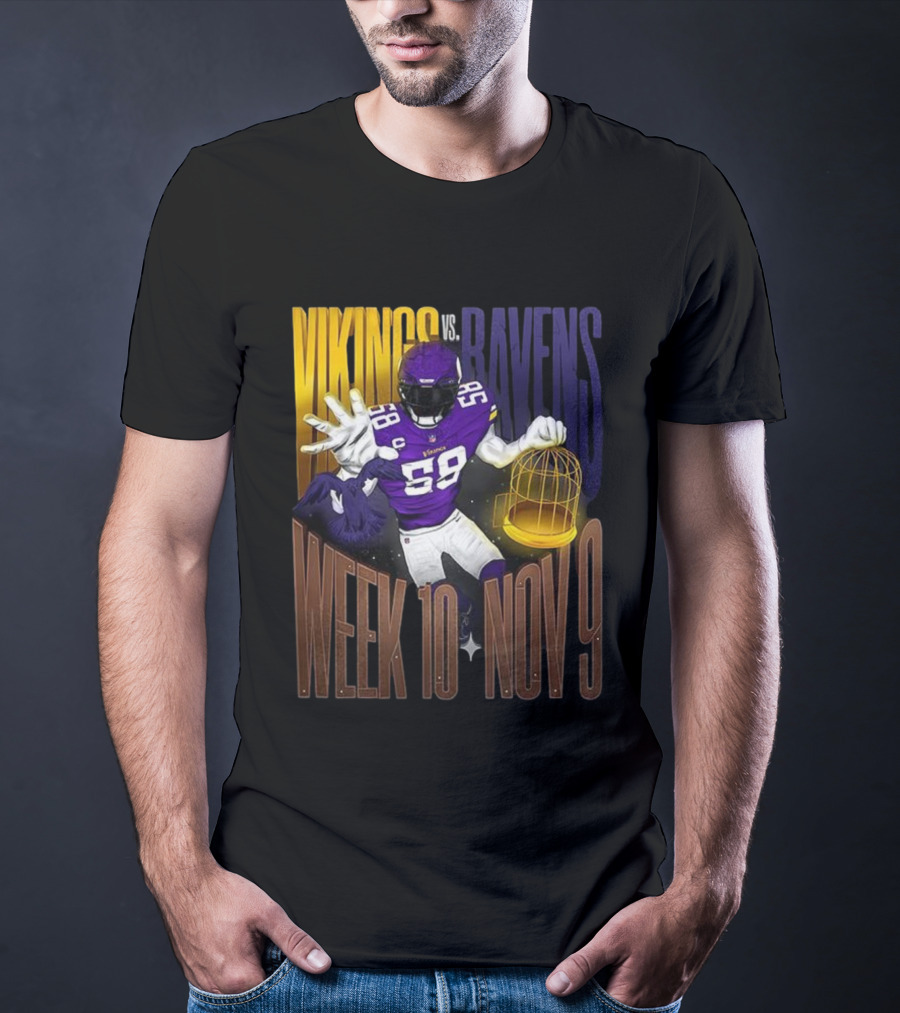 Vikings Vs Ravens Week 10 Nov 9 Football Matchup 58 T-Shirt