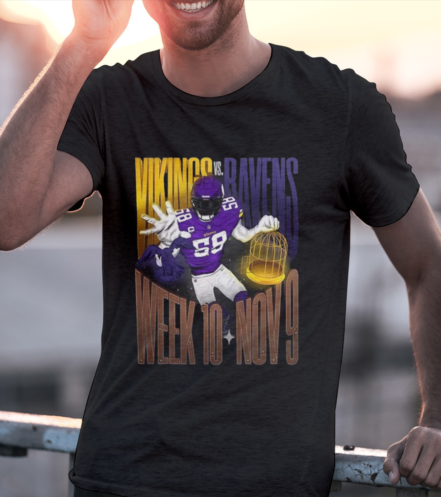 Vikings Vs Ravens Week 10 Nov 9 Football Matchup 58 T-Shirt