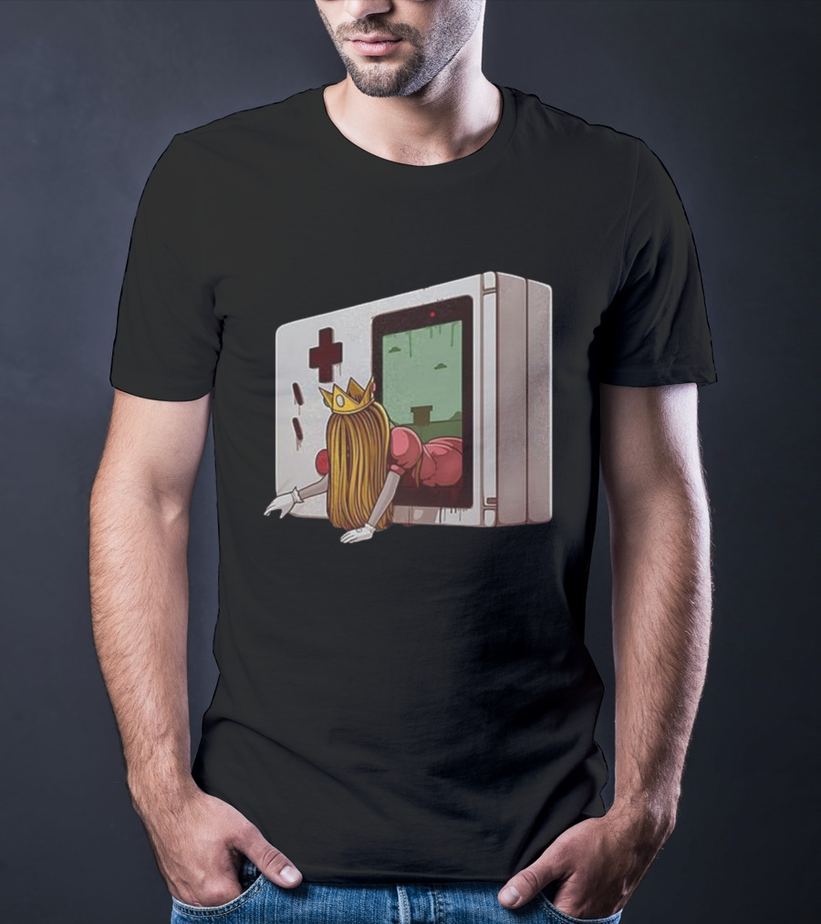 Princess Peach Exiting Classic Handheld Console Adventure T-Shirt