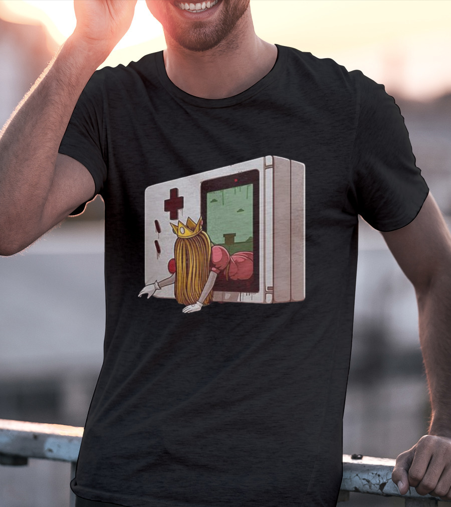Princess Peach Exiting Classic Handheld Console Adventure T-Shirt