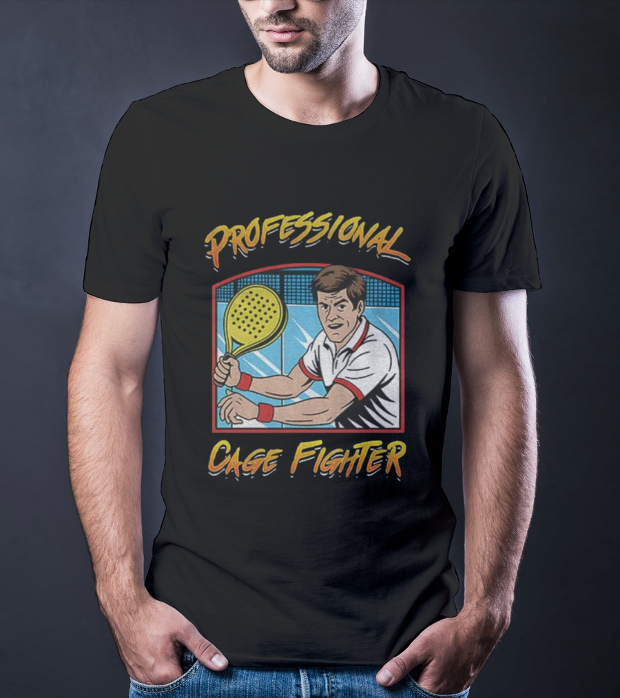 PROFESSIONAL CAGE FIGHTER PADEL Tennis Player Retro Style T-Shirt