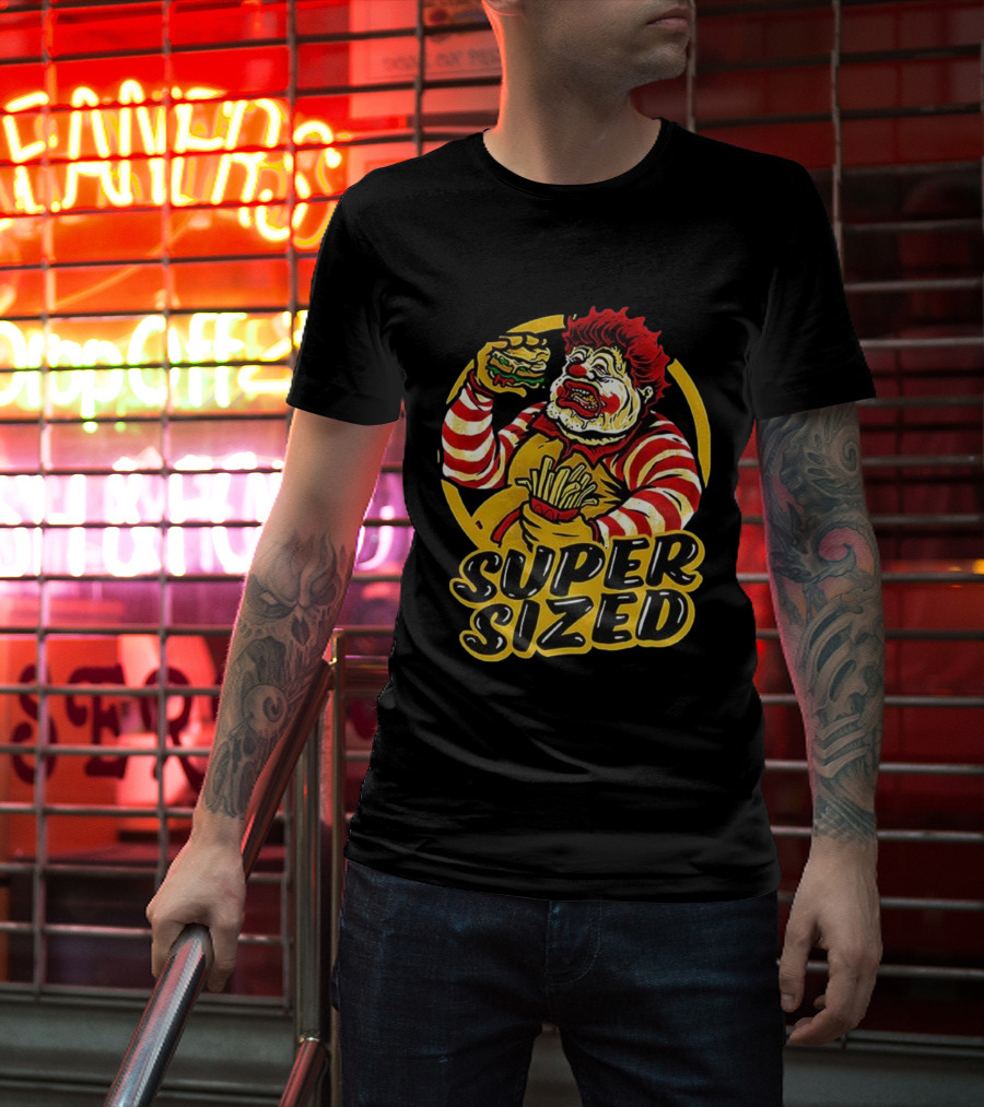 Super Sized Clown Eating Burger And Fries T-Shirt