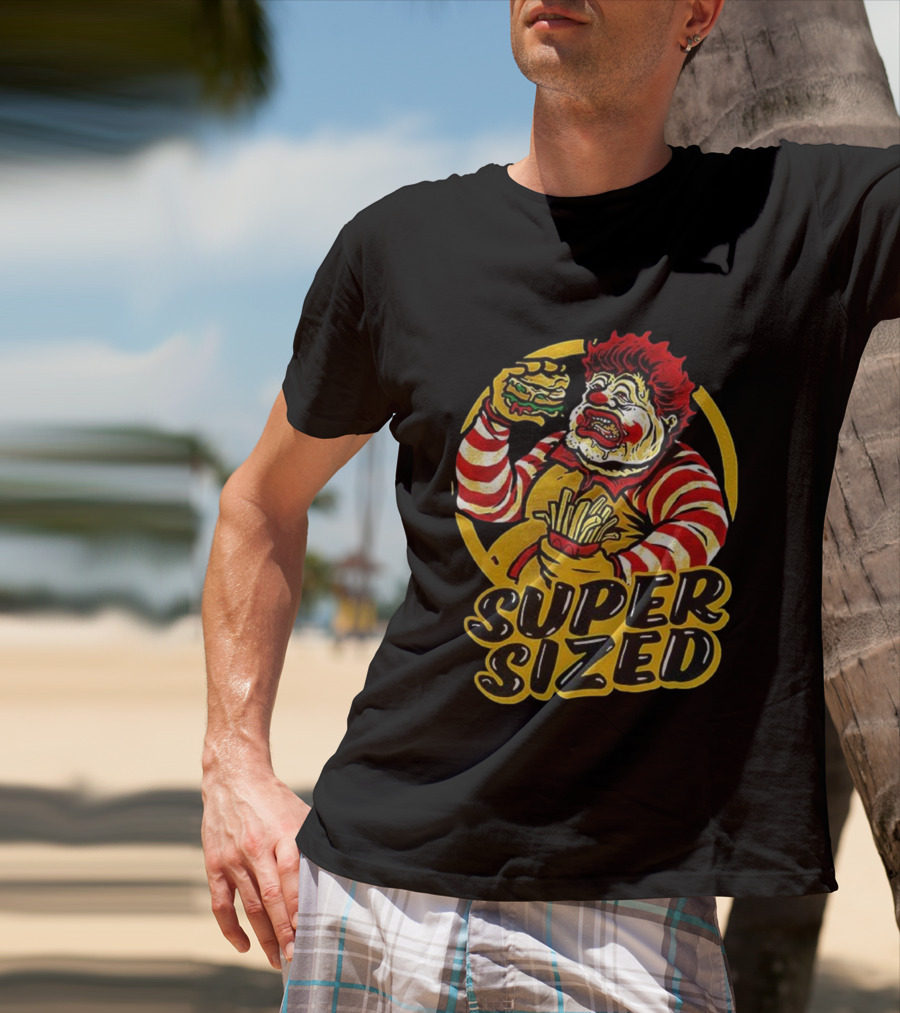 Super Sized Clown Eating Burger And Fries T-Shirt