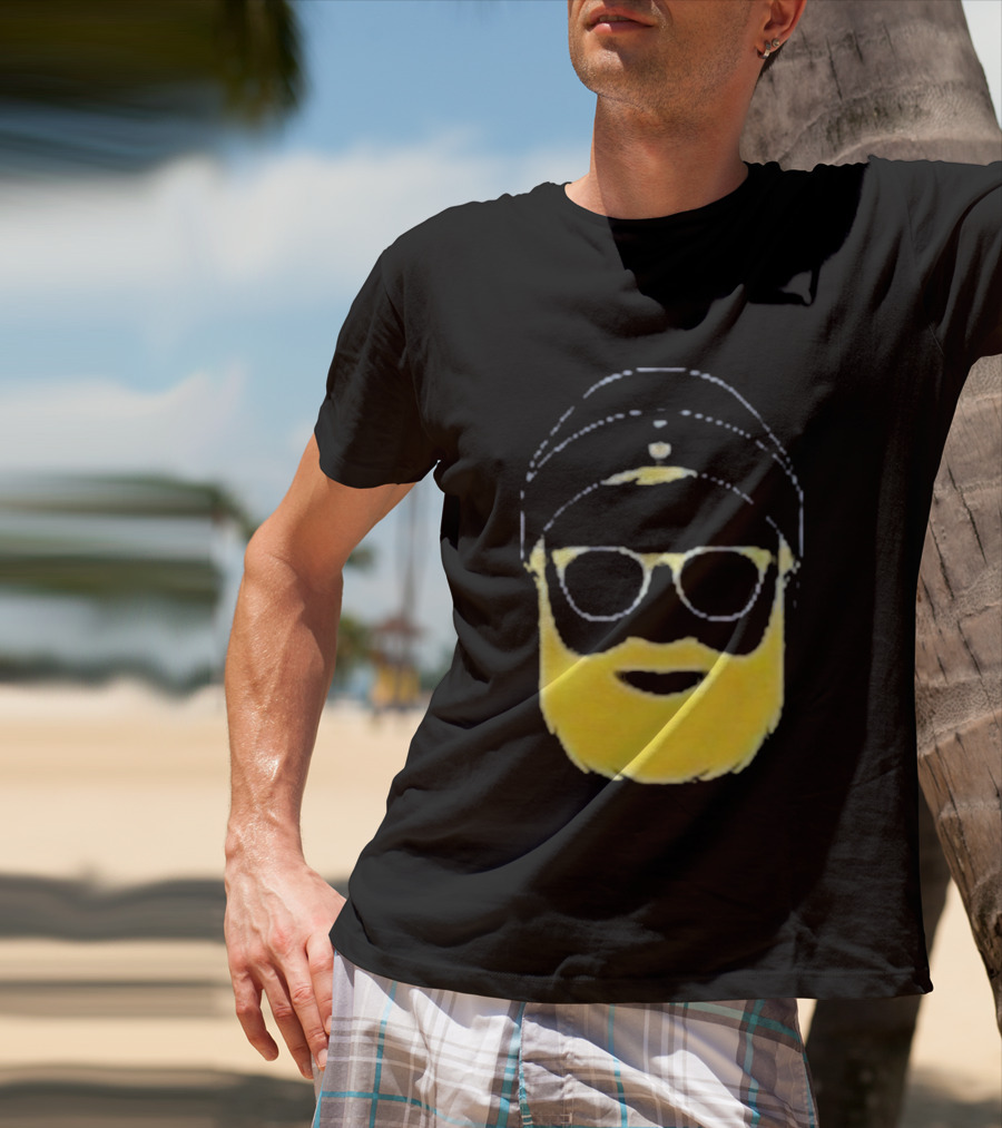 Letterman Beard Glasses Beanie Icon Sketch T-Shirt