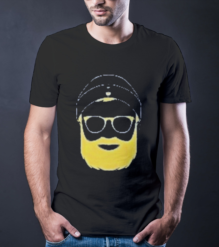 Letterman Beard Glasses Beanie Icon Sketch T-Shirt
