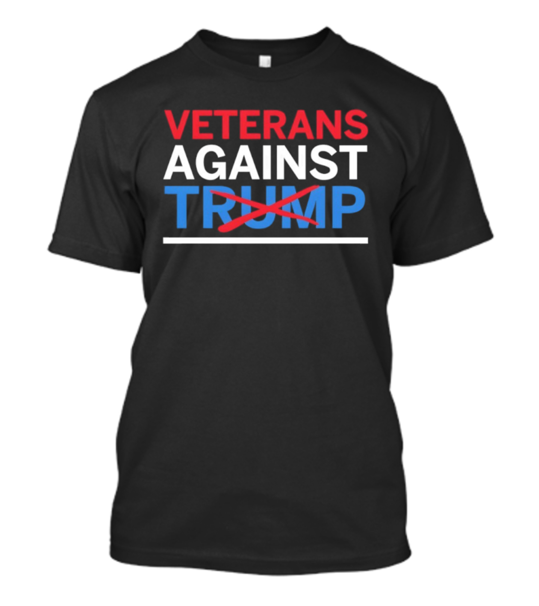 Veterans Against Trump Crossed Out In Red White Blue Text T-Shirt