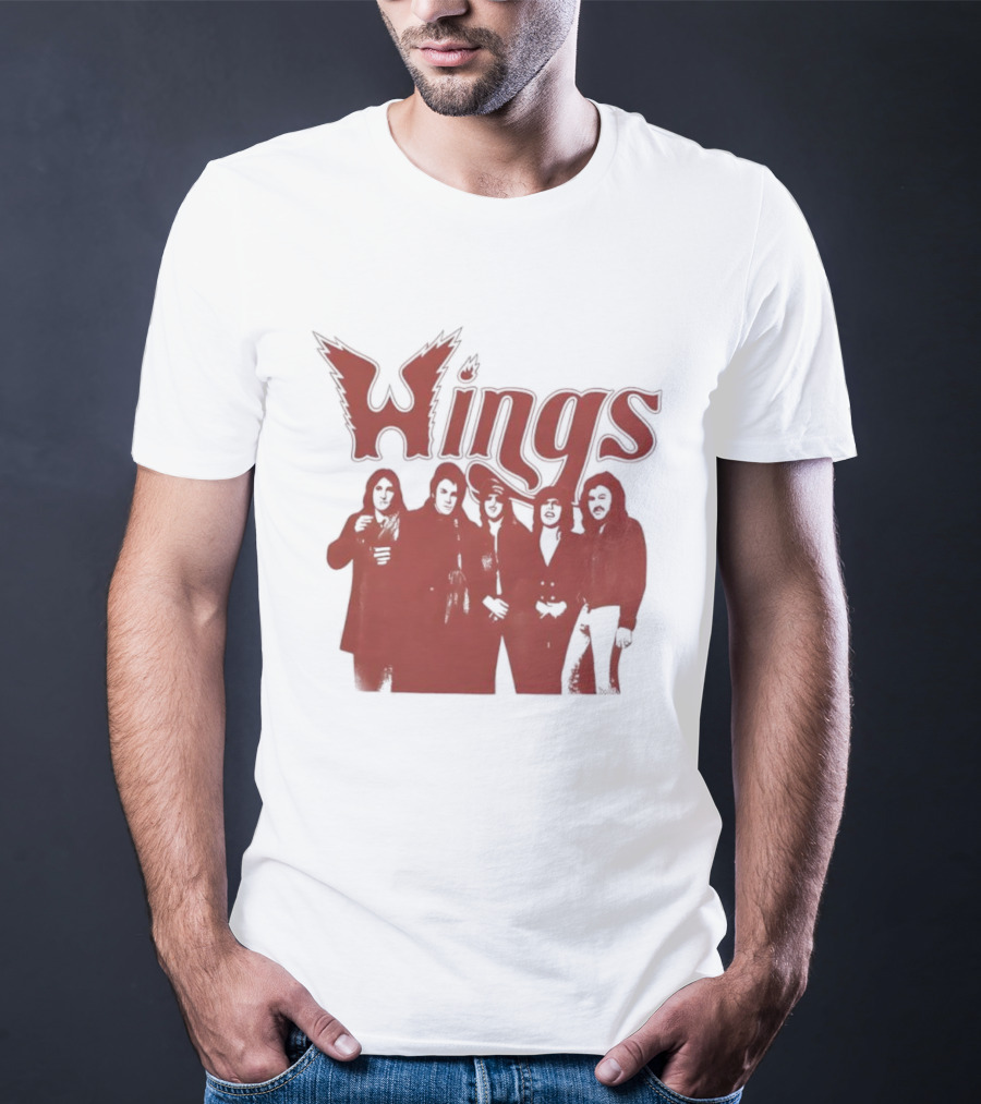 Wings Band Silhouette With Winged Font T-Shirt