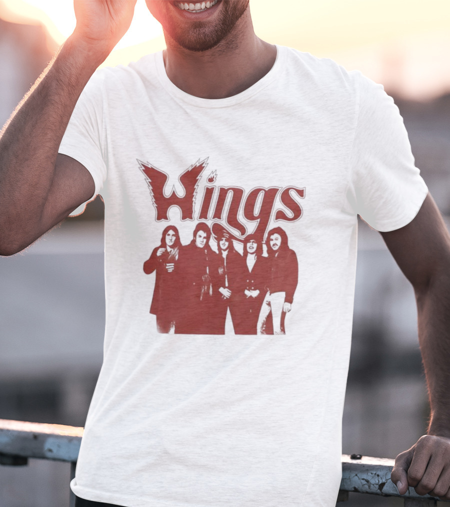 Wings Band Silhouette With Winged Font T-Shirt