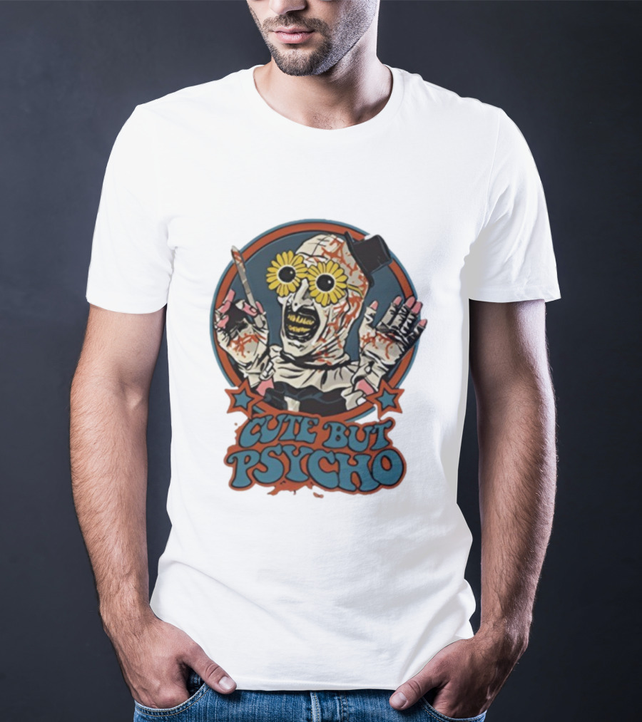 The Clown Cute But Psycho Creepy Knife Wielding Flower Eyed Jester T-Shirt