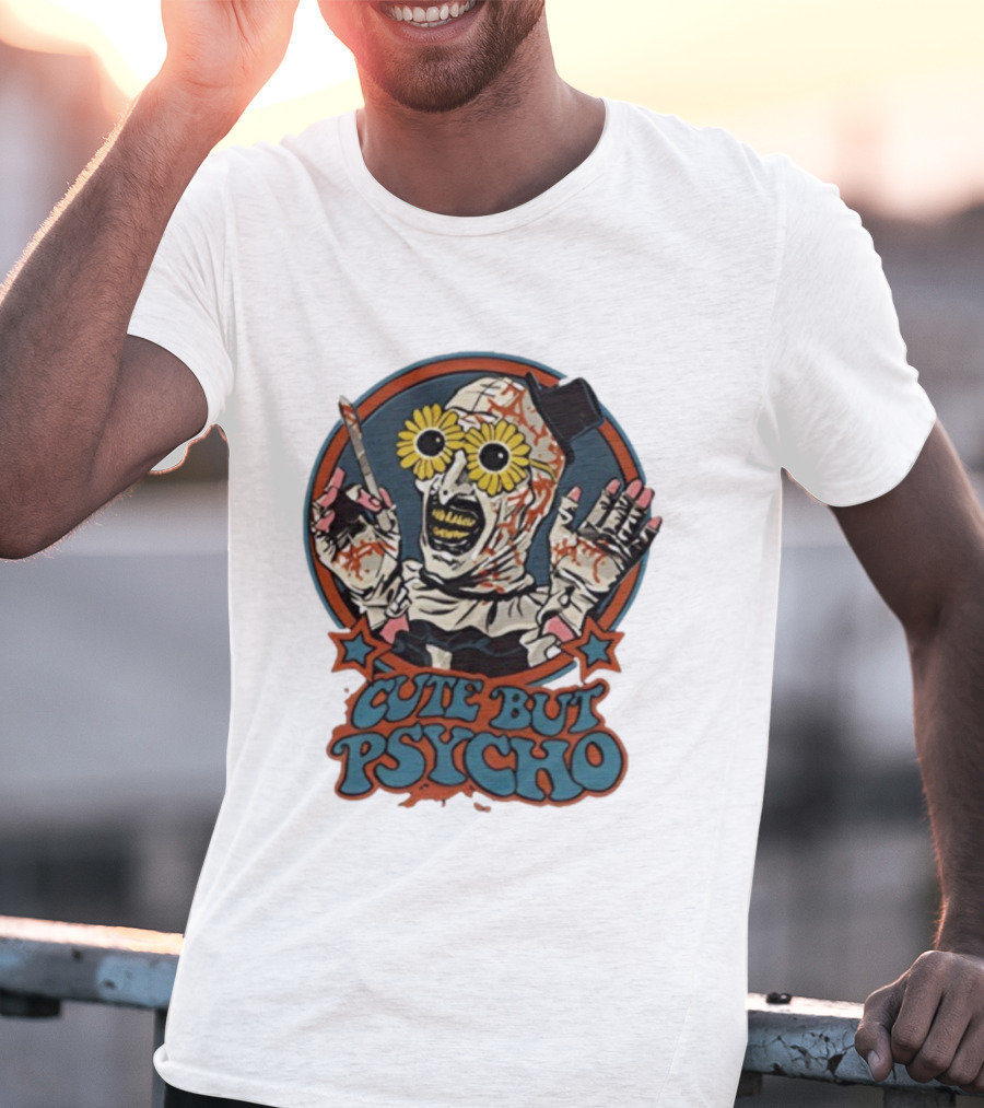 The Clown Cute But Psycho Creepy Knife Wielding Flower Eyed Jester T-Shirt