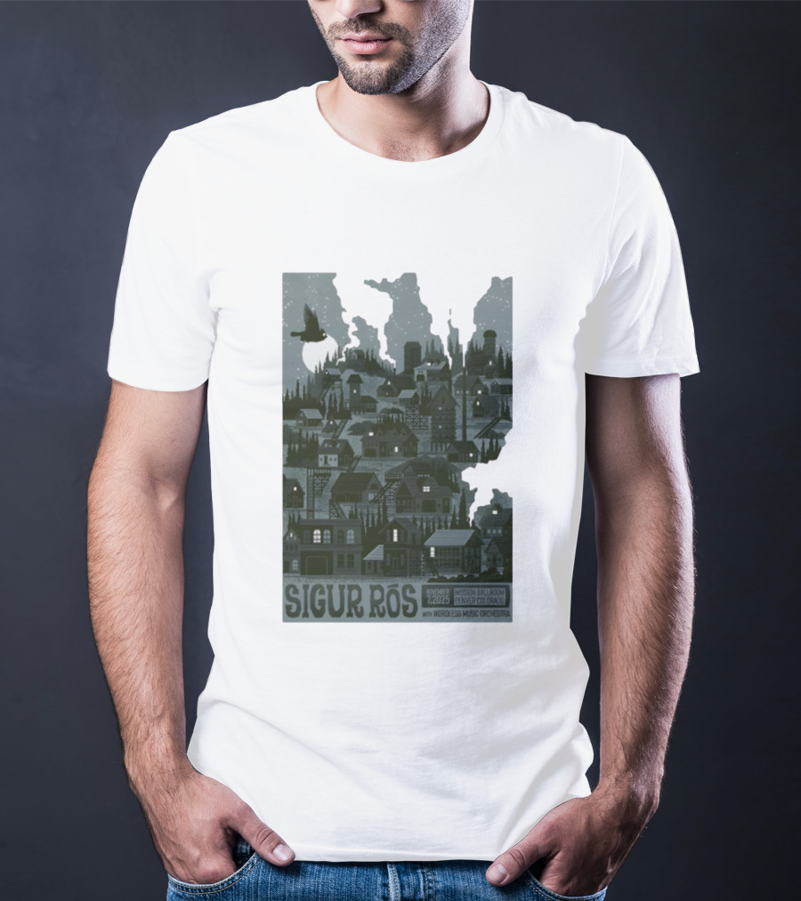 Sigur Rós November 7 2025 Mission Ballroom Denver Colorado With Wordless Music Orchestra T-Shirt