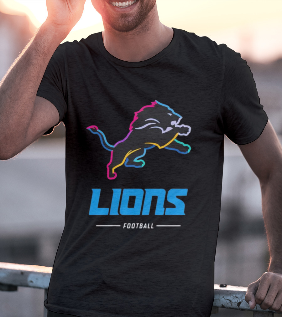 Lions Football Colorful Lion Graphic T-Shirt