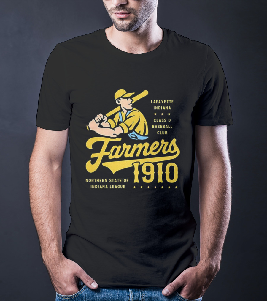 Farmers 1910 Lafayette Indiana Class D Baseball Club Northern State Of Indiana League Retro T-Shirt