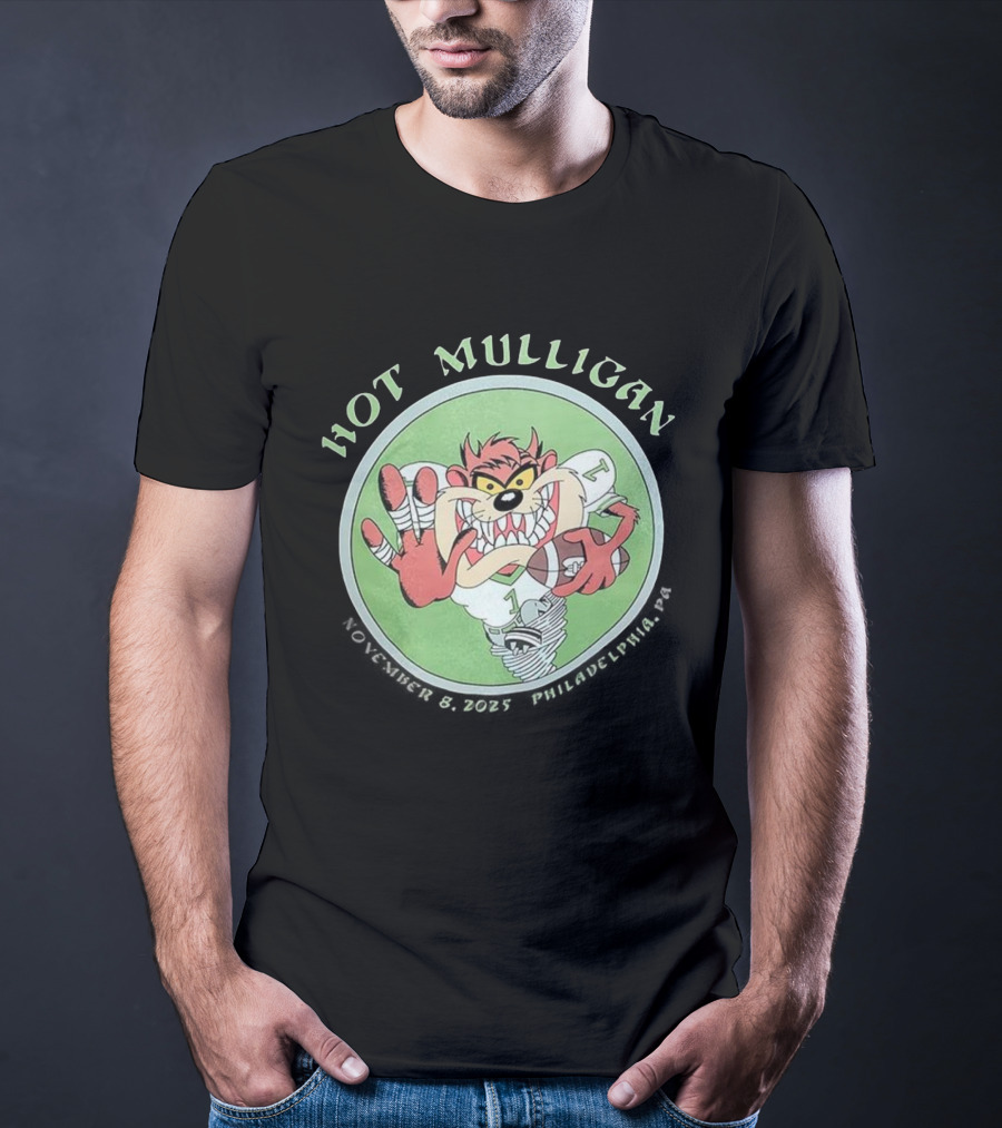 Hot Mulligan November 8 2025 Philadelphia PA Tasmanian Devil Football Player T-Shirt