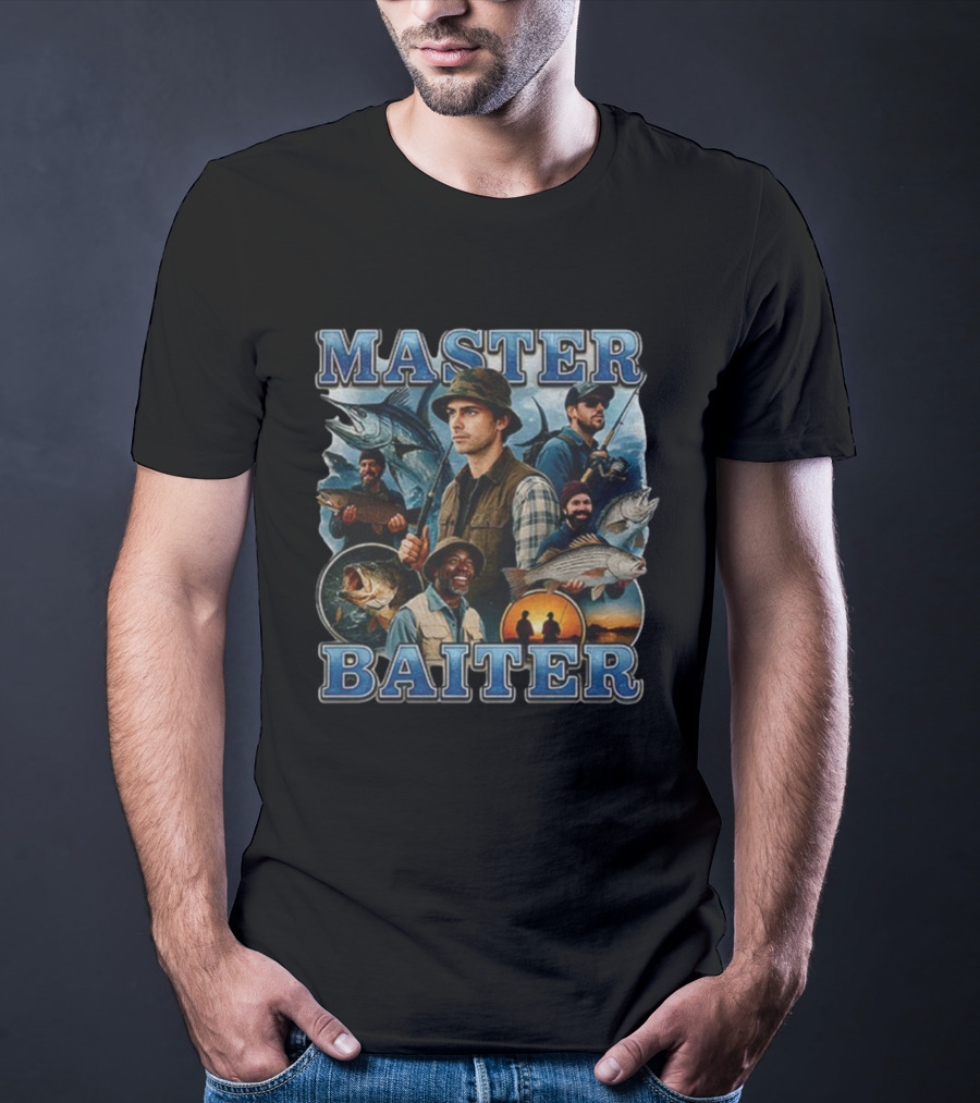 Master Baiter Vintage Fishing Enthusiasts Scenic Adventure T-Shirt