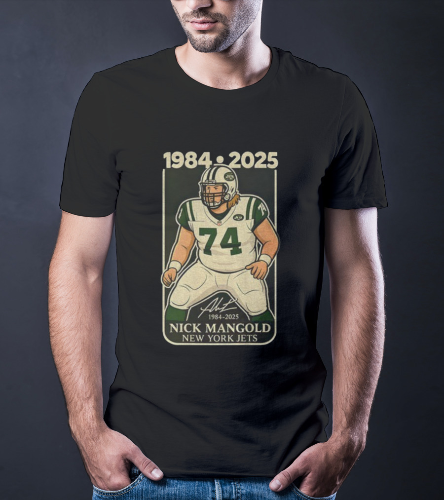 1984-2025 Nick Mangold 74 New York Jets Football Legend Signature T-Shirt