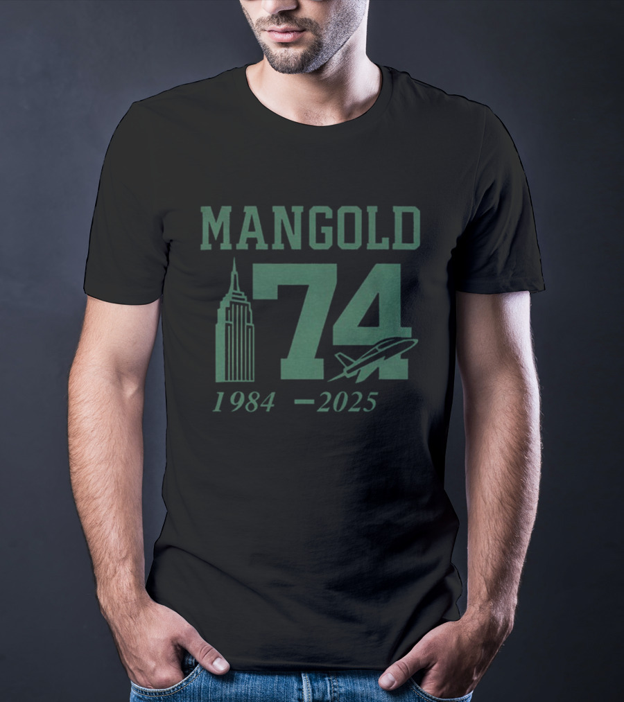 MANGOLD 74 New York Jets 1984 2025 Jet Skyline Tribute T-Shirt