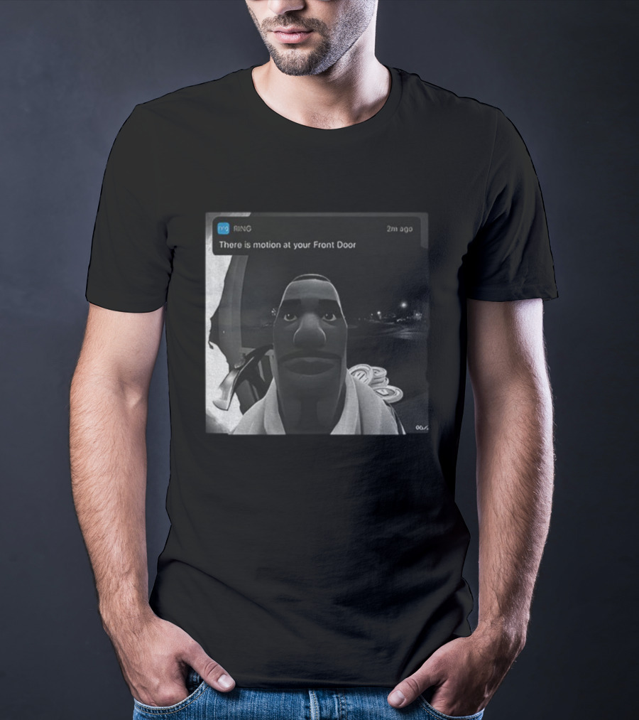 Ring Notification Meme 2m Ago Front Door Motion Alert Cartoon Face T-Shirt